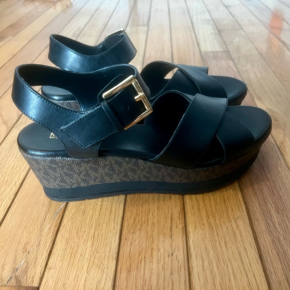 Michael Kors - Leather Wedge Sandals (Size 8)